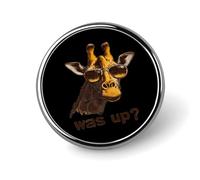 Cute Giraffe Glasses What's Up Fashion Metal Badge Round Brooch Pin 1″