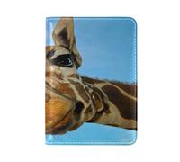 Cute Giraffe Head Against Blue Sky Fine Weather Genuine Leather Travel Passport Covers, Microfiber Leather Travel Wallet Holder Case Protector for Women and Men