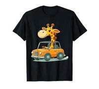 Cute Giraffe in a Car - Funny Kids Cartoon T-Shirt