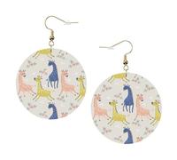 Cute Giraffe Leather Round Earrings Color Valentine'S Day Festival Activities Fashion Women'S