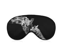 Cute Giraffe Love Sleep Mask Black Background Blindfold for Sleeping Elastic Blackout Eye Mask Cover for Full Night's Sleep Travel and Nap