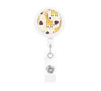 Cute Giraffe Pattern, Retractable Badge Holder,Badge Reels Holder with ID Clip Alligator Clip