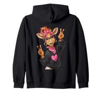 Cute Giraffe Peace Sign Funny Animal Graphic Playful Vibrant Zip Hoodie