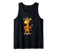 Cute Giraffe Playing Guitar Illustration for Music Lovers Tank Top