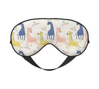 Cute Giraffe Print Silk Sleep Mask with Adjustable Buckle Stylish Eye Mask for Women Travel Nap Shift Work Office