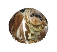 Cute Giraffe Printed Double-Layer Shower Cap, Reusable Shower Cap, Suitable For Various Hair Lengths