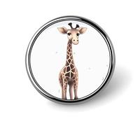 Cute Giraffe Round Badge Cute Enamel Lapel Pin Brooches Button Pin Personalized Clothing Decoration Unisex Badge Holder Hats Bags Shirts Decor