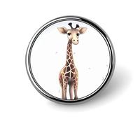 Cute Giraffe Round Badge for Men Women, Durable & Stylish Lapel Pins, Lightweight Metal Badges for Shirts, Jackets, Hats