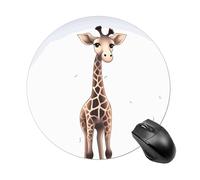 Cute Giraffe Round Mouse Pad Smooth Glide Gaming Mousepad Extra Density Portable Comfortable Mouse Mat for Desk, Home, Office 7.8x7.8 Inches