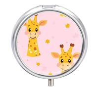 Cute Giraffe Round Pill Box Organiser 3 Compartment Portable Medicine Case