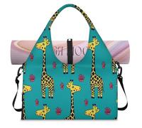 Cute Giraffe Sports Duffel Bag for Women Men Giraffe Design Weekend Overnight Bag with Shoe Compartment Shoulder Tote Luggage Bag for Yoga Gym Travel