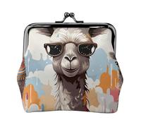 Cute Giraffe with Colors Sunglasses Funny Coin Purse for Women, Small PU Leather Change Purse with Kiss Lock, Vintage Coin Wallet Card Holder, Mini Coin Pocket Pouch Change Holder for Travel, Party