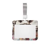 Cute Giraffe with Colors Sunglasses Funny ID Badge Holder with Breakaway Lanyard ID Card Protector Case Horizontal Name Card Holder for Office Hard Plastic Work Badge Sleeve with Clear Window