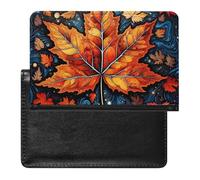 Cute Giraffe with Colors Sunglasses Funny Passport Holder Slim Travel Wallet RFID Blocking Card Case Cover Passport Cover Protector Essentials with Credit Card Slots for Women/Men, Yellow Maple Leaves