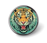 Cute Giraffe with Colors Sunglasses Funny Round Lapel Pin Brooch Badge Cute Tie Tack Pin for Hats, Clothing, Bags Unique Fashion Accessories Gift for Men & Women, Tiger Head Pattern, Circular