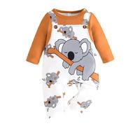 Cute Giraffe + with Floral Print Long Sleeve Baby Girl Clothes White Jumpsuit for Baby Romper