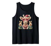 Cute Giraffe with Sunglasses Festive Peace Signs Design Tank Top