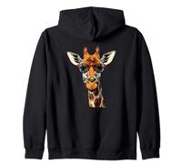 Cute Giraffe With Sunglasses - Giraffe Wearing Sun Glasses Zip Hoodie