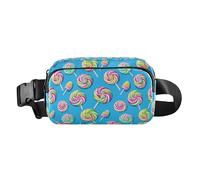 Cute Giraffes Clouds Women Men Teenagers Stylish Waist Pack Crossbody Bag for Travel Shopping Running, Colorful Sweet Lollipop Candy, One Size