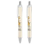Cute Giraffes Love Retractable Ballpoint Pen Black Ink Ball Point Pen Work Pens 2 PCS