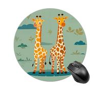 Cute Giraffes Round Gaming Mouse Pad Non-Slip Rubber Base Mousepad Travel Office Mousepads for Desk Funny Waterproof Computer Mouse Mat Cute Laptop Mouspad 7.8x7.8 Inch