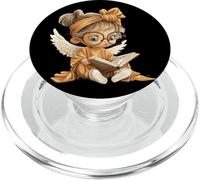 Cute Girl Angel Open Book Reading Child Graphic Round Bow PopSockets PopGrip for MagSafe