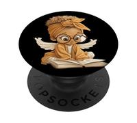 Cute Girl Angel Open Book Reading Graphic Child Round Bow PopSockets Adhesive PopGrip