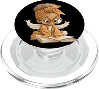 Cute Girl Angel Open Book Reading Graphic Child Round Bow PopSockets PopGrip for MagSafe