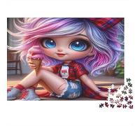 Cute Girl Eating Ice Cream Jigsaw Puzzles 1000Pc Recycled Paper for Adults Adult Jigsaws Hard Difficult Challenging Family Game Fun Home Present Great Gift Idea 52x38cm/1000pcs