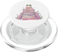 Cute Girl Frog Sitting on Books Whimsical Reading Aesthetic PopSockets PopGrip for MagSafe