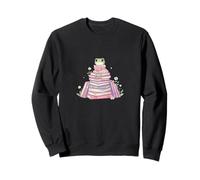 Cute Girl Frog Sitting on Books Whimsical Reading Aesthetic Sweatshirt
