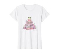 Cute Girl Frog Sitting on Books Whimsical Reading Aesthetic T-Shirt