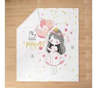 Cute Girl Kids Flannel Blanket,Star Heart Princess Dreamy Bed Blanket,Girly Cloud Romantic Girls Boys Sofa Decor,White Pink Yellow Fuzzy Blanket,Queen Size (90 x 90 Inches)