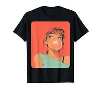 Cute Girl Pink Bubble Gum Anime Women's Kawaii Value Graphic T-Shirt, Men, Black, M