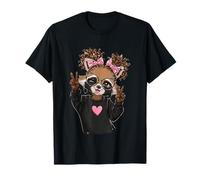 Cute Girl Raccoon Winking with Oversized Glasses Peace Sign T-Shirt