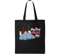 Cute girl sleeping under cozy blanket Natural Cotton Tote Bag Black