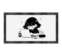 'Cute Girl Working' Pet Feeding Mat (PM00026412)