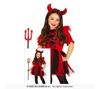 Cute Girls Devil Costume Halloween Devils Fancy Dress Outfit + Headband Age 3-12