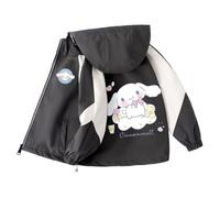 Cute Girls Jacket, Spring and Autumn New Girls Hooded Jacket Punching Jacket Fashionable and Versatile,Grey 2,150cm