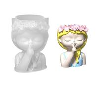 Cute Girls Pen Holder Flower Pot Silicone Molds Epoxy Resin Mold Planter for Resin Decors Cute Girls Silicone Gypsum Pen Holder