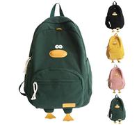 Cute Girls School Bag, Kawaii Corduroy School Backpack Girls School Bag, Cute Duck Backpack Funny Children's Backpacks Casual Daypacks for Teenage Primary Secondary Middle School (Green)