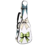 Cute Girly Bows and Colorful Vintage Ribbons Guitar Bag, Padded Acoustic Guitar Case Backpack with Adjustable Shoulder Strap Pockets