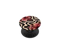 Cute Girly Hibiscus Swirl Floral Pattern Illustration Print PopSockets Adhesive PopGrip