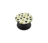 Cute girly Minimalist Love Design || Green Heart Pattern PopSockets Adhesive PopGrip