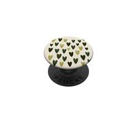 Cute girly Minimalist Love Design || Green Heart Pattern PopSockets Adhesive PopGrip