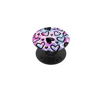 Cute Girly Pastel Heart Leopard Pattern Illustration Print PopSockets Adhesive PopGrip