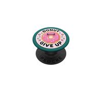Cute Girly Pink Donut Give Up Funny Sweet Sprinkles Pattern PopSockets Adhesive PopGrip