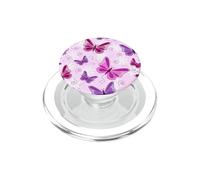 Cute Girly Purple Butterfly Pattern Illustration Print PopSockets PopGrip for MagSafe