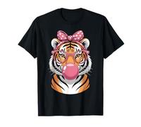 Cute Girly Sassy Tiger with Pink Bow and Bubblegum T-Shirt