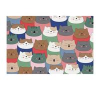 Cute Glass of Cat Pattern Placemats, Heat Insulation Table Mats Washable Dining Place Mats for Kitchen Indoor Outdoor Party, 45cm x 30cm, 1 Piece